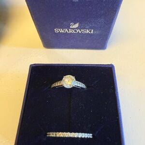 Swarovski Silver and Crystal Ring Duo